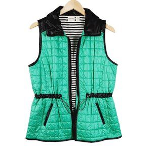 Chico's Zenergy Quilted Lt. Puffer Vest, Green, Black -White Trim, Size 1 (8/10)